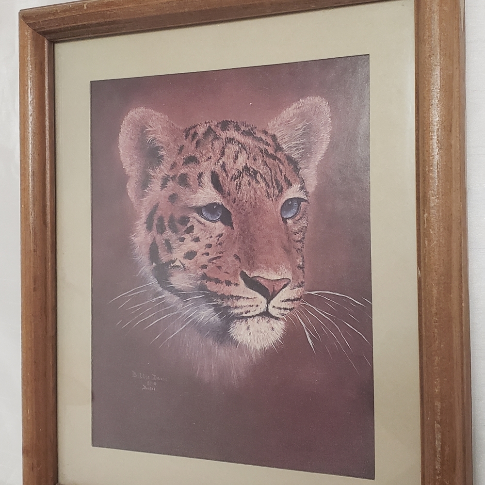 Vintage leopard picture- signed by Billie Davis